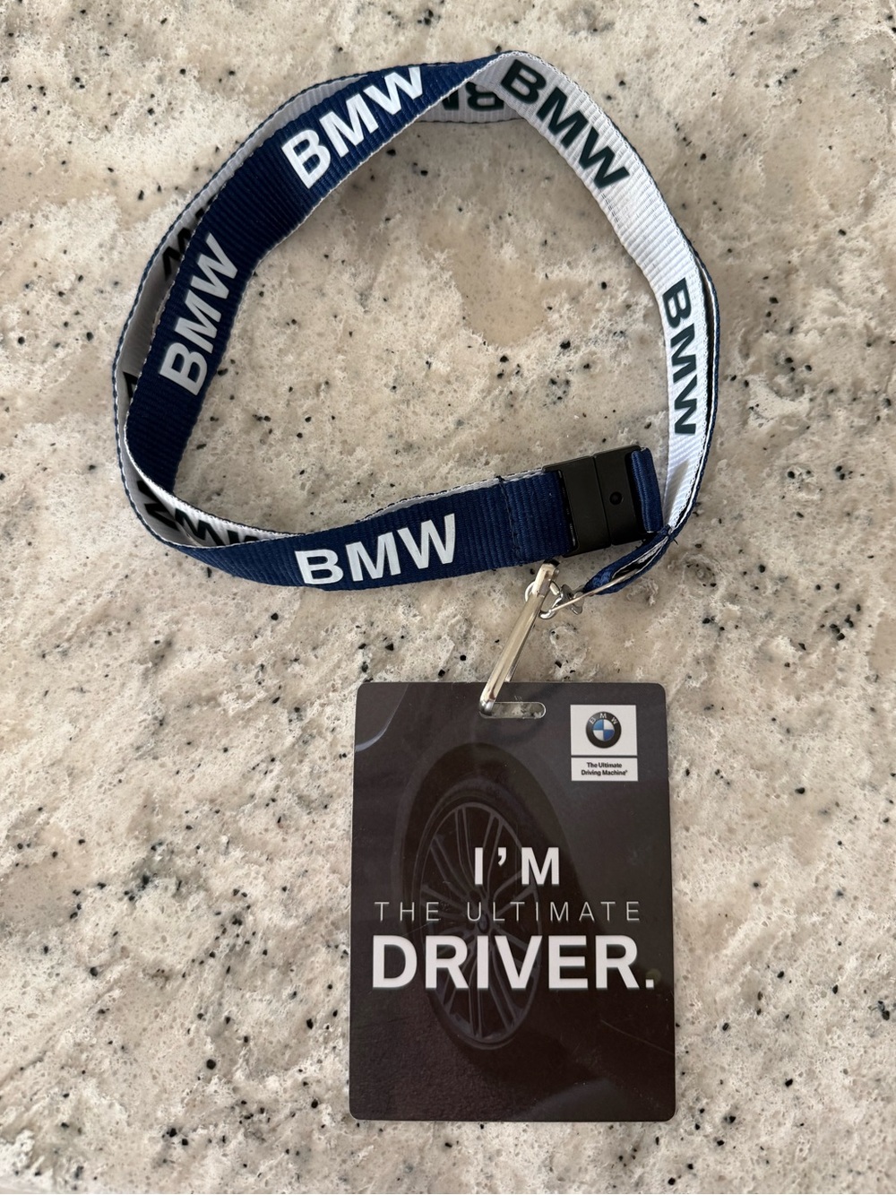 BMW “I’m the Ultimate Driver” authentic time trials entry badge on lanyard